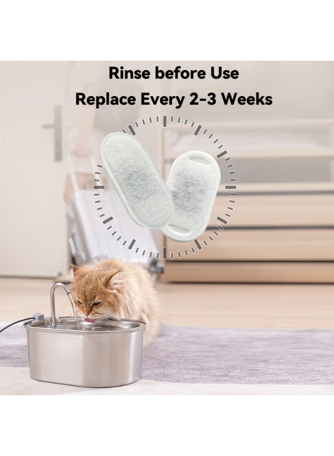 KISSUN Stainless Steel Cat Water Fountain Filters: 8-Pack (Carbon + Foam) - Replacement for 108oz/3.2L  Dispenser - Image 4
